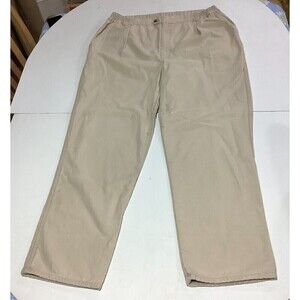 Vintage Men's L.L. Bean Work Chore Pants Fleece Lined Khaki 38x32 R313 Cotton